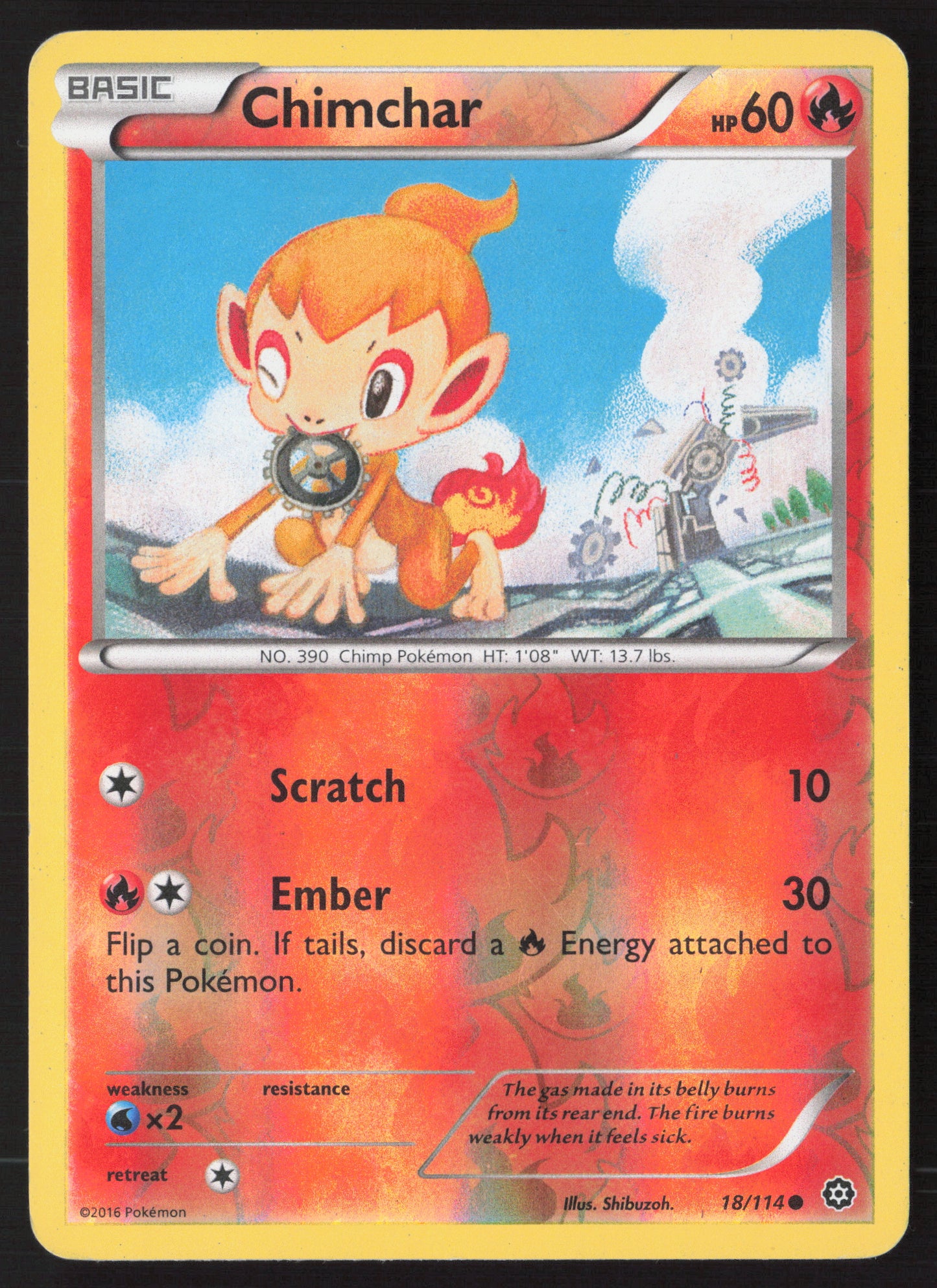 Chimchar Steam Siege 18/114 DMG - Front